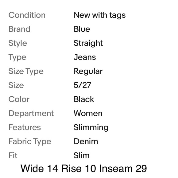 Indigo Rising High Rise Slim Straight Womens Black Jeans Size 5/27 NWT Denim. - Picture 6 of 6
